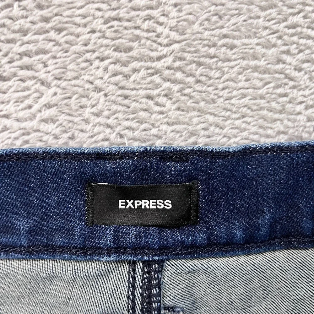 Express‎ Jeans 90s Slim Super High Rise Cargo Women's 6 Long Dark Blue Y2K
